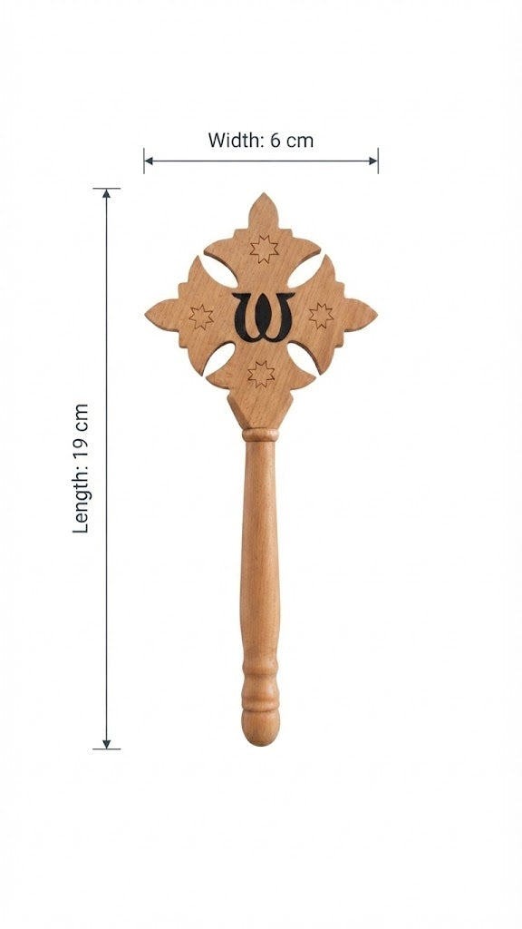 صليب يد خشبي شبيه العاج بصلبان بيضاء - دير المحرق