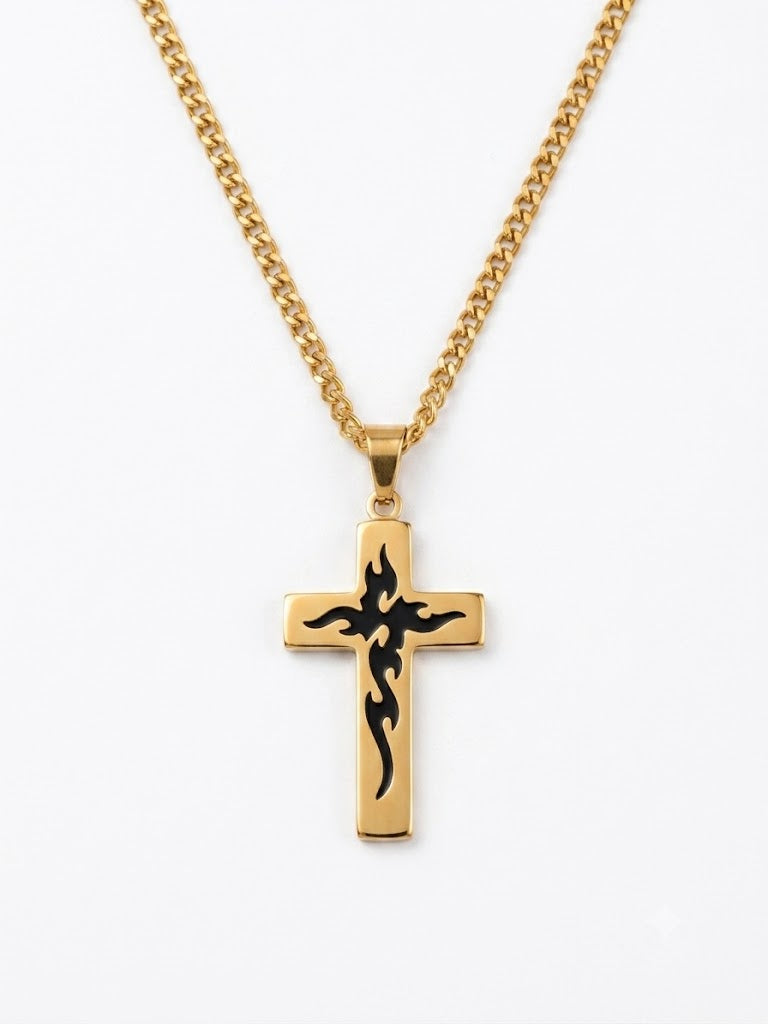 صليب ستانلس ستيل ذهبي