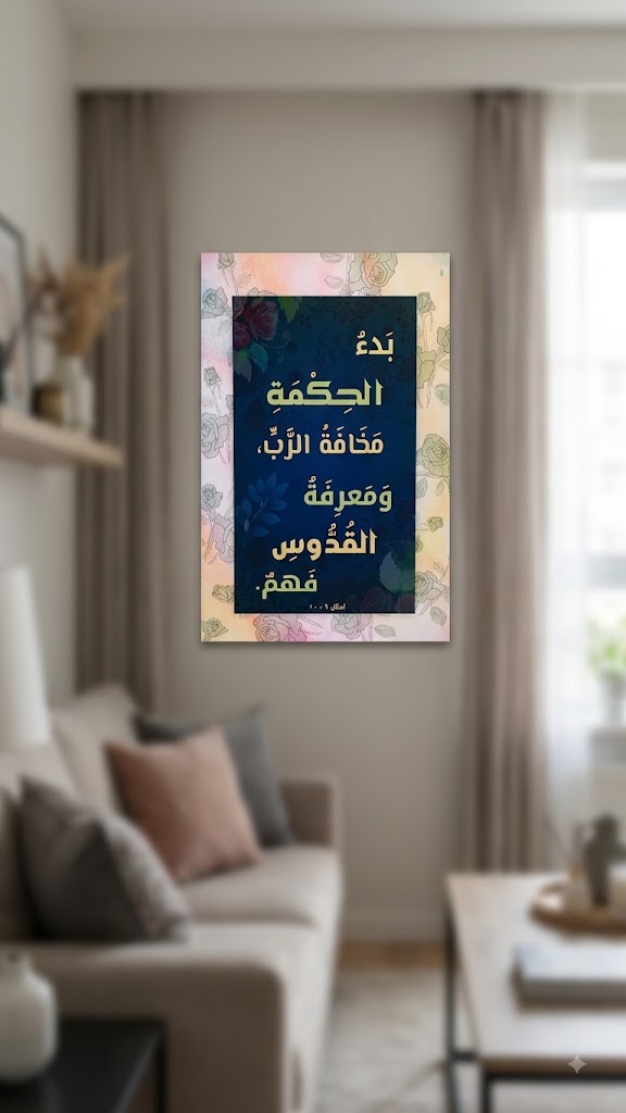 برواز طويل اية عربي لون ازرق - حجم كبير