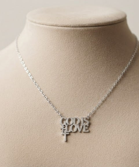 صليب ستانلس ستيل فضي GOD LOVE