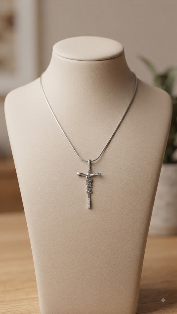 سلسلة صليب JESUS ستانليس تيل فضي رفيع