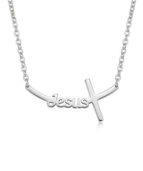 صليب jesus - curved ستانلس ستيل فضي