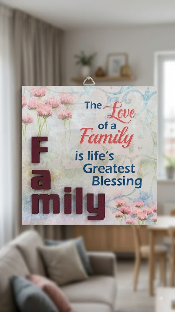 برواز خشبي FAMILY لون ازرق - حجم كبير