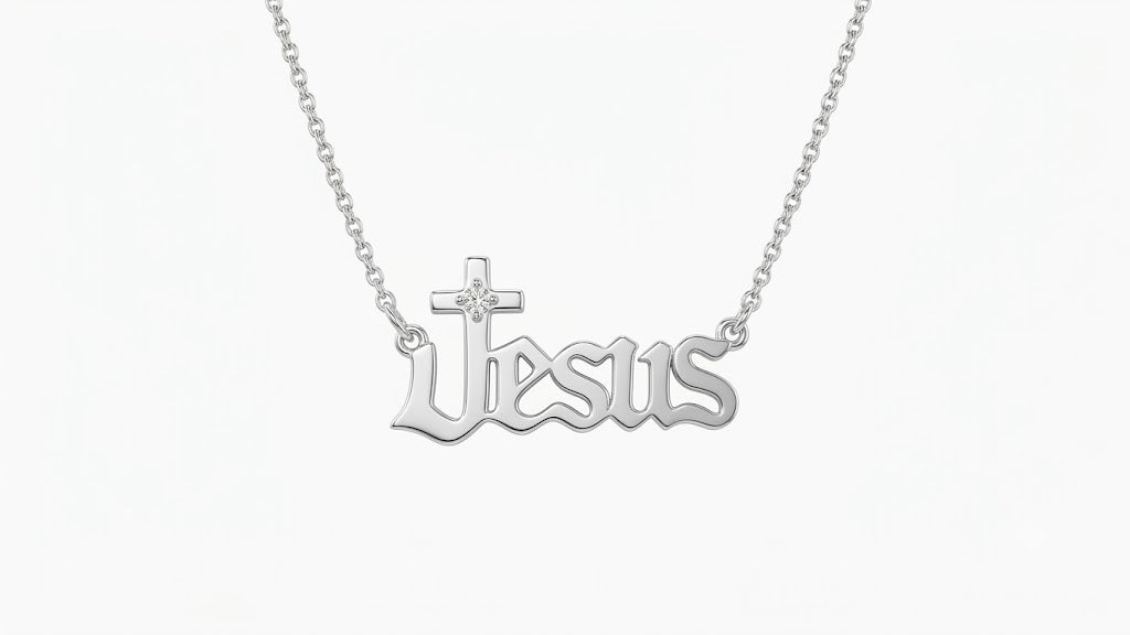 سلسلة كلمة jesus ستانلس ستيل فضي